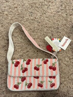 Pink Cherry Beaded Purse